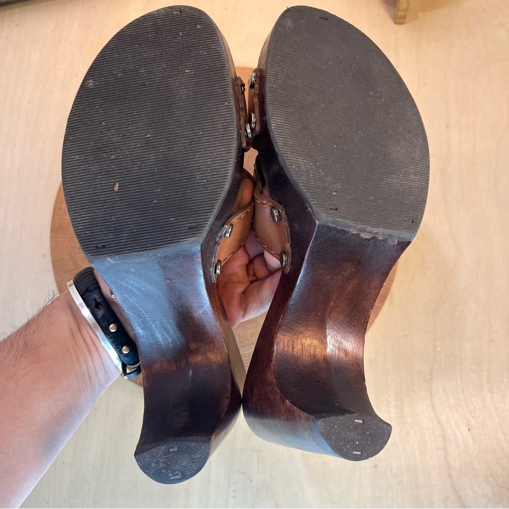 * NXP “Twiggy” Vintage Wooden Heel Sandals Brazil 90s Sculptural Heel – Size 6.5 - Picture 15 of 16